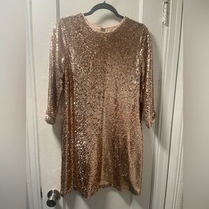 Nwt lulus gold long sleeve sequin  mini dress size small